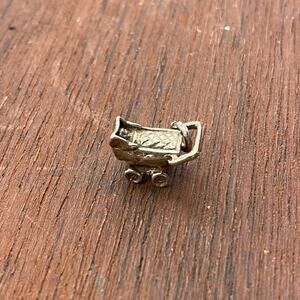 Vintage 925 Sterling Silver Infant Pram Stroller Small Pendant Bracelet Charm